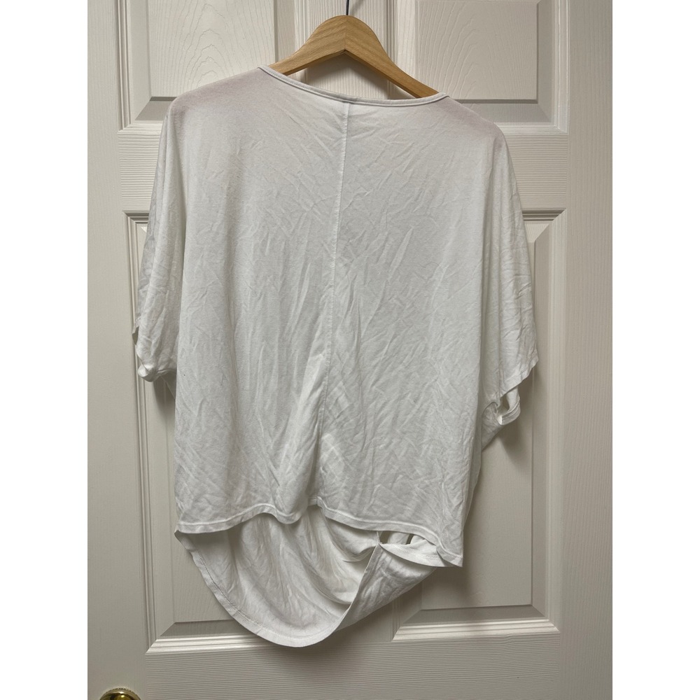Athleta Womens Large White Draped Tee Modal Blend Short Sleeve Casual Top - Picture 5 of 11